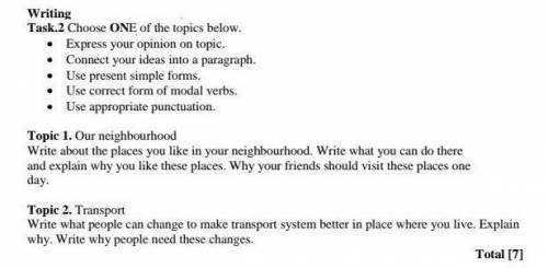 Writing task 1 choose one of the topics bellow