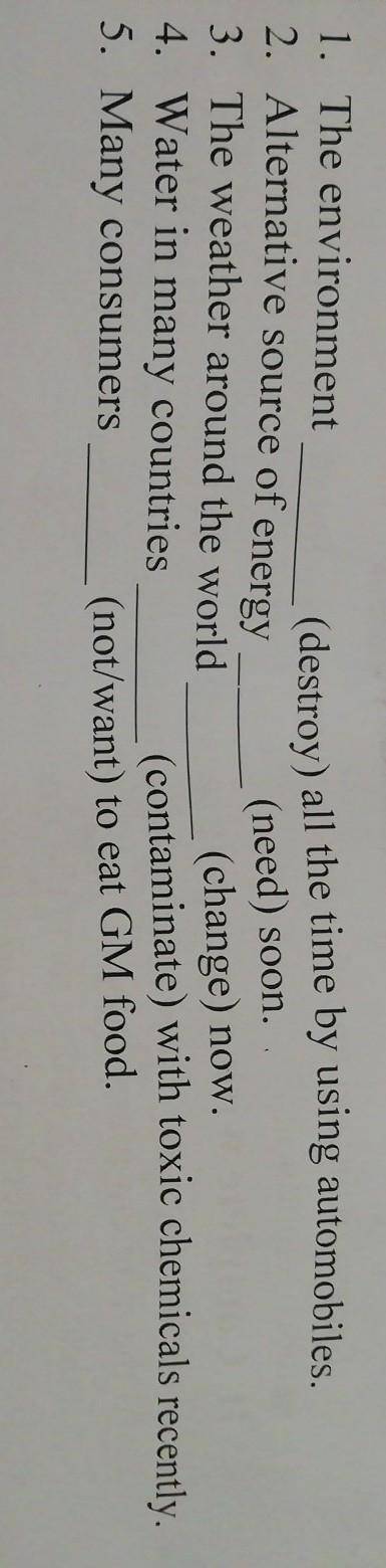 II. Complete with appropriate Active or Passive