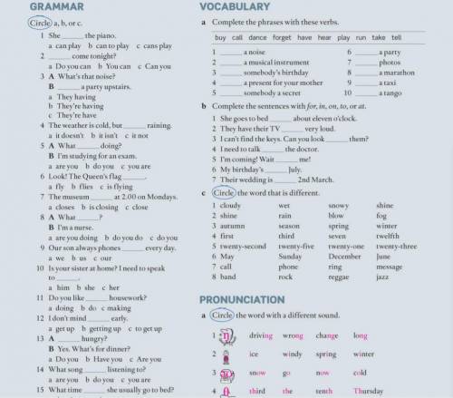 Grammar(1-15) & Vocabulary (a,b,c)15.a)dob)isc)does