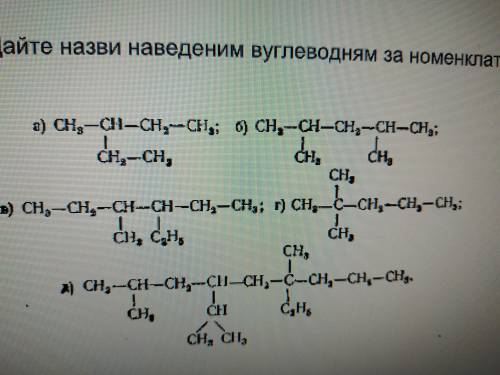 Дайте назви наведеним вуглеводням за номенклатурою ІЮПАК