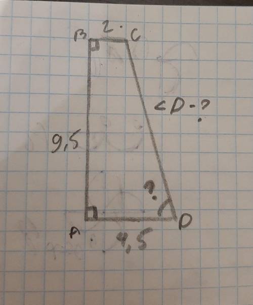 Нужно найти D°B° = A° = 90°AB=9.5мAD=4.5мBC=2м