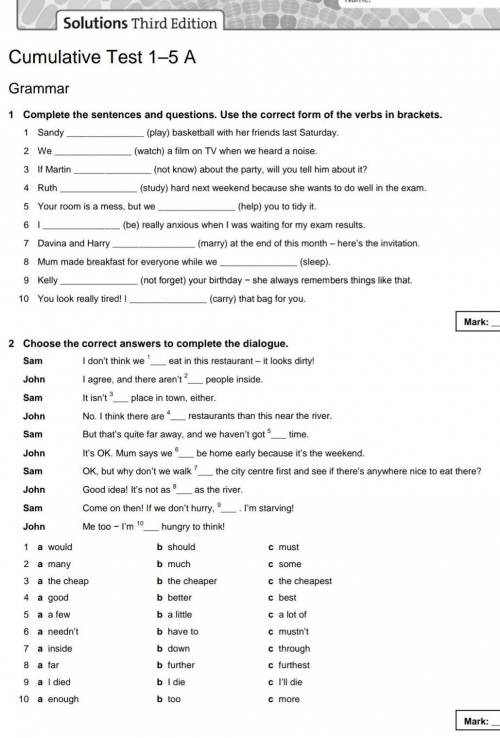 Test unit 1-5 cumulative​ 1 2