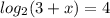 log_{2}(3 + x) = 4