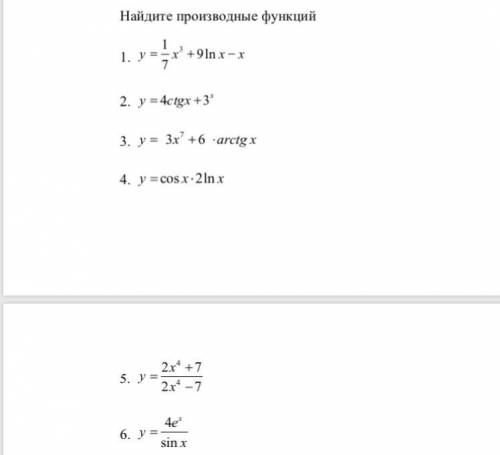 Найти производные функции на фото это заранее