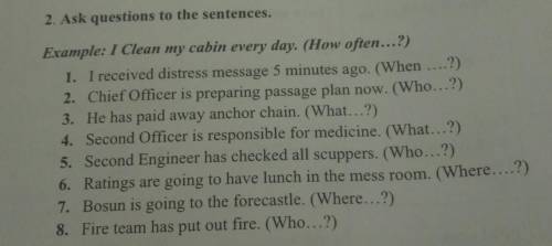 Ask questions to the sentences