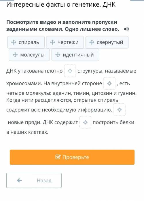 Надо раставить слово которые в ячейке