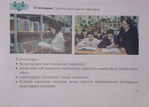 Суретке қарап диалог құрыңдар.