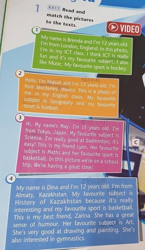 Read andmatch the picturesto the texts.