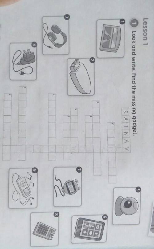 1.Look and write. Find the missing gadget