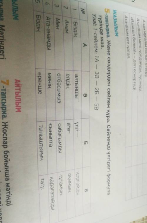 там надо составить предложения 