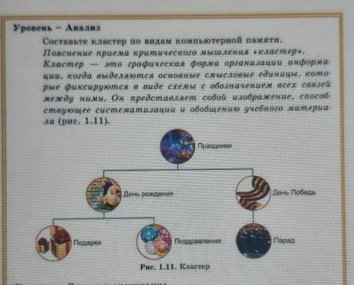 Составьте кластер по видям компьютерной памяти.
