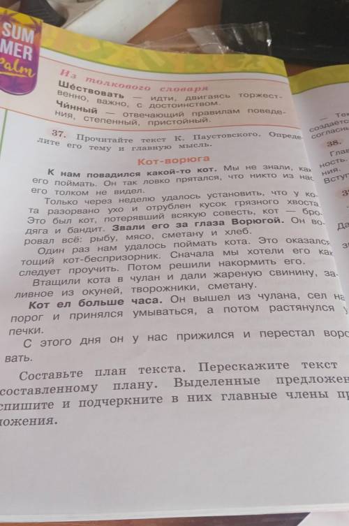 Прочитай текст К. Паустовского определите его тему и главную мысль. 
