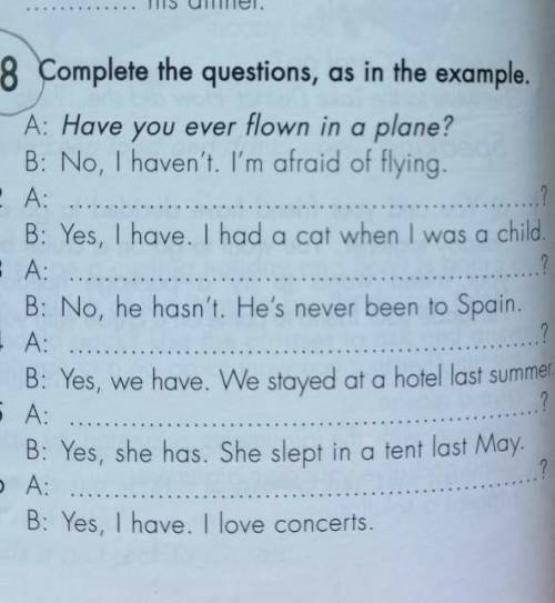 Complete the question, as in the example.