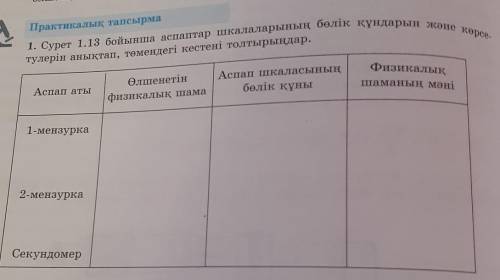Өлшенетін физикалық шама аспап аты физикалық шаманың мәні