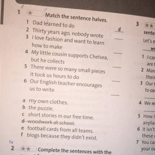 Match the sentences halves.