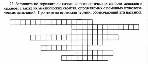 запишите по горизонтали названия технологических свойств металлов и сплавов, а также их механических
