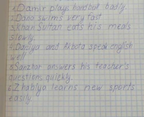 20 Choose and complete the sentences. nandtobearEngush wol7 Damir plays handball badly.2 Dong swims4