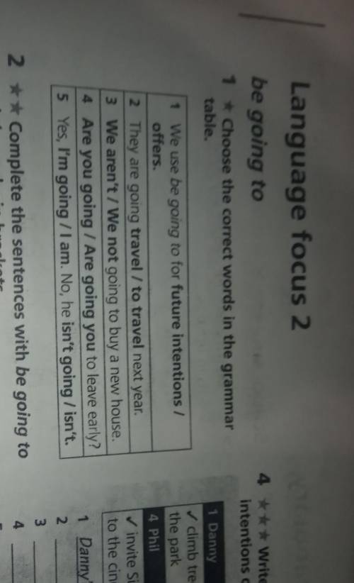 Choose the correct words in the grammar table​