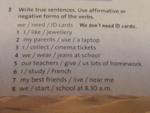 Write true sentences. Use affirmative or negative forms of the verbs