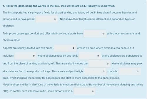 решить задание по англ taxiways terminals passport security runways gates control tower apron