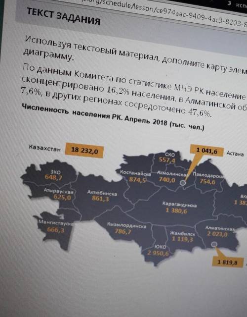 Используя текстовый материал, дополните карту элементом дополнительной характеристики,постройте стол