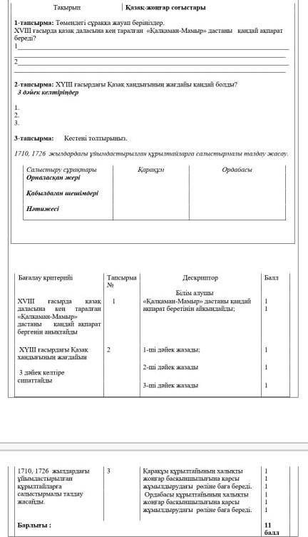 Осы Қазақстан тарихынан көмектесші