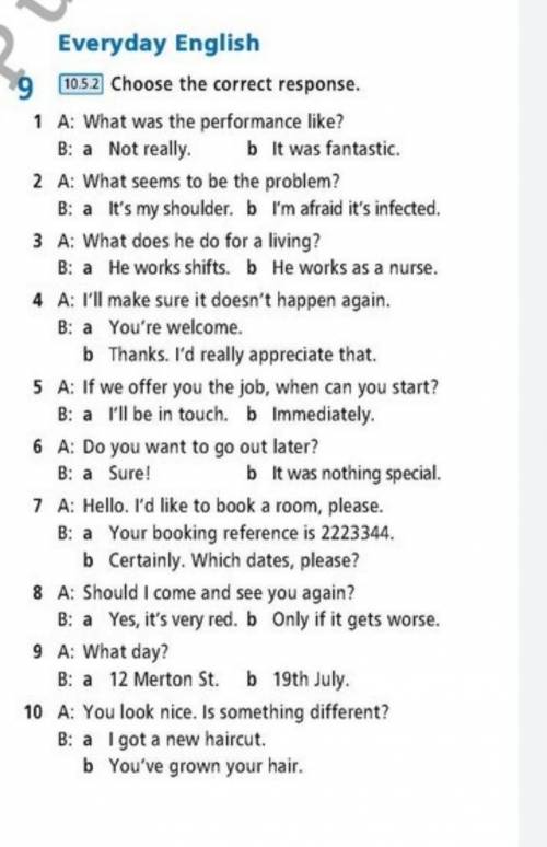 Choose the correct response 