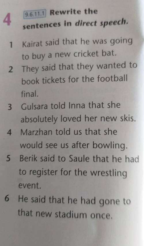 Rewrite the sentences in direct speech