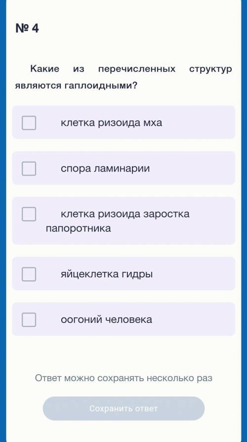 Какие из перечисленных структур являются гаплоидными?