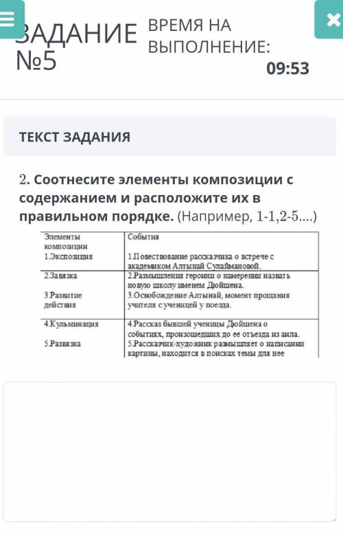Соотнесите элементы композиции с содержанием 