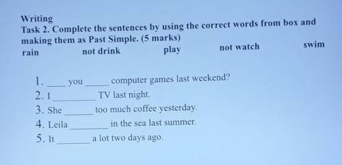 Complete the sentences by using the correct words from box and making them as Past Simple.