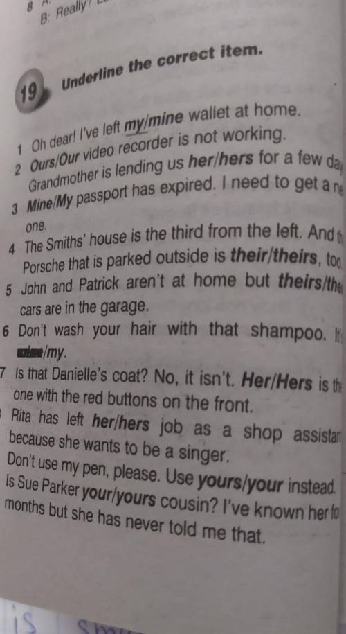 Underline the correct item
