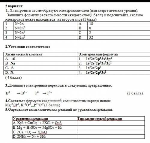 сор по химии класс 1 четверть 