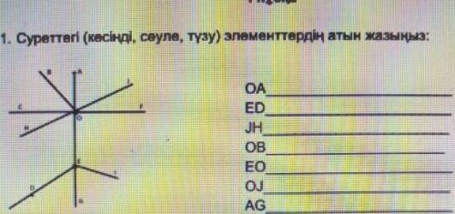 Суреттегі (кесінді,сауле,түзу) элементердің атын жазыңыз