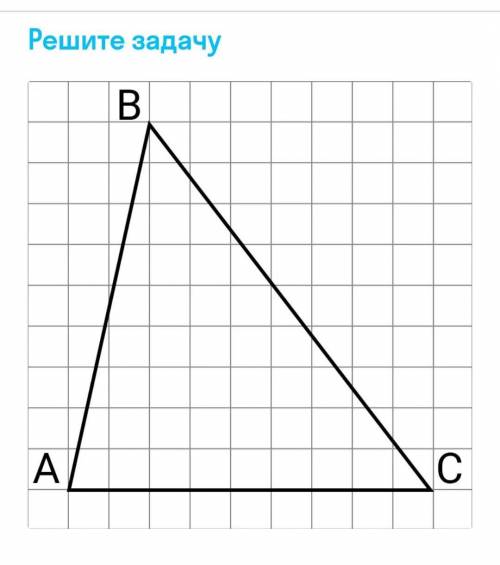 На клетчатой бумаге с размером клетки 2 см х 2 см изображён треугольник ABC. Найдите длину его высот