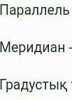 Параллель дегеніміз не? Меридиан дегеніміз не?Градустык дегеніміз не? 