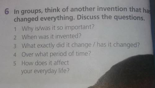 In groups,think of another invention that has changed everything.Discuss the question