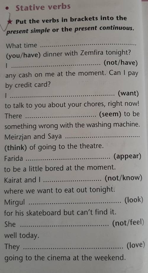Put the verbs in brackets into the present simple and the present continuous​