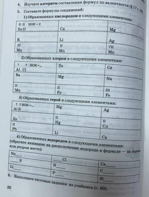 Составьте формулы соединений: 4,5 задание