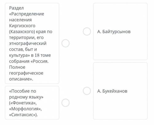 Выдающиеся представители казахской интеллигенции начала ХХ века. Урок 3 Соотнеси труды и их авторов.