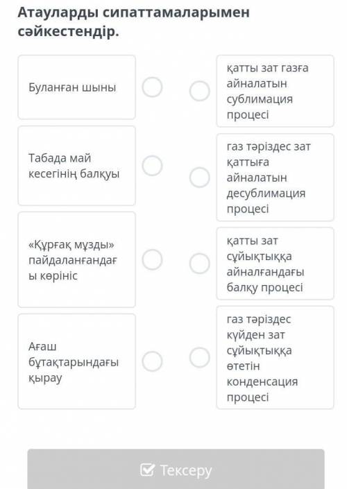 Атауларды сипаттамаларымен сәйкестендір 