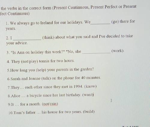 Put the verbs in the correct form
