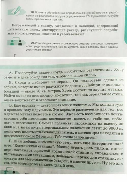 Вставьте обособленные определения в нужной форме в предложения из фрагментов форума (№97)в течении 1