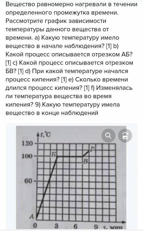 Вещество равномерно нагревали в течении определённого промежутка времени