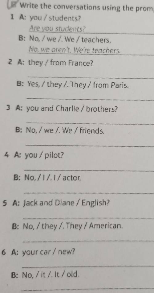 Write the conversations using the prompts