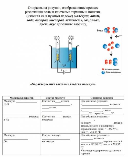 Характеристики свойства и состава молекул