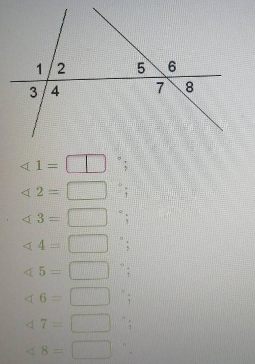 Дано: 1 = 153 °, 5 =69°. Вычисли остальные углы.Help