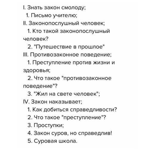 Напишите конспект по плану