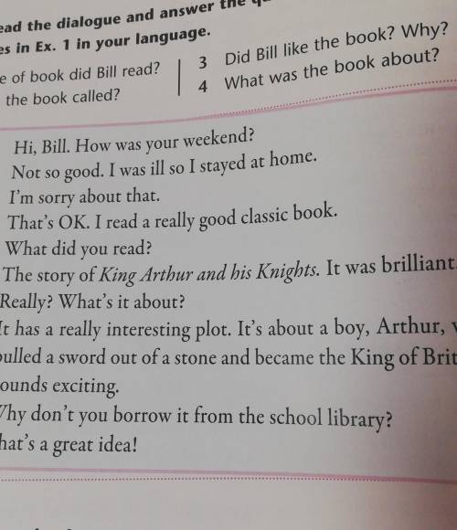 Read the dialogue and answer the questions. Then, say sentences in Ex. 1 in your language 