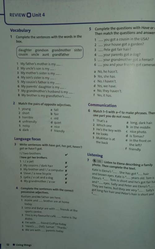 Write sentenses with have got has got haven't got hasn got